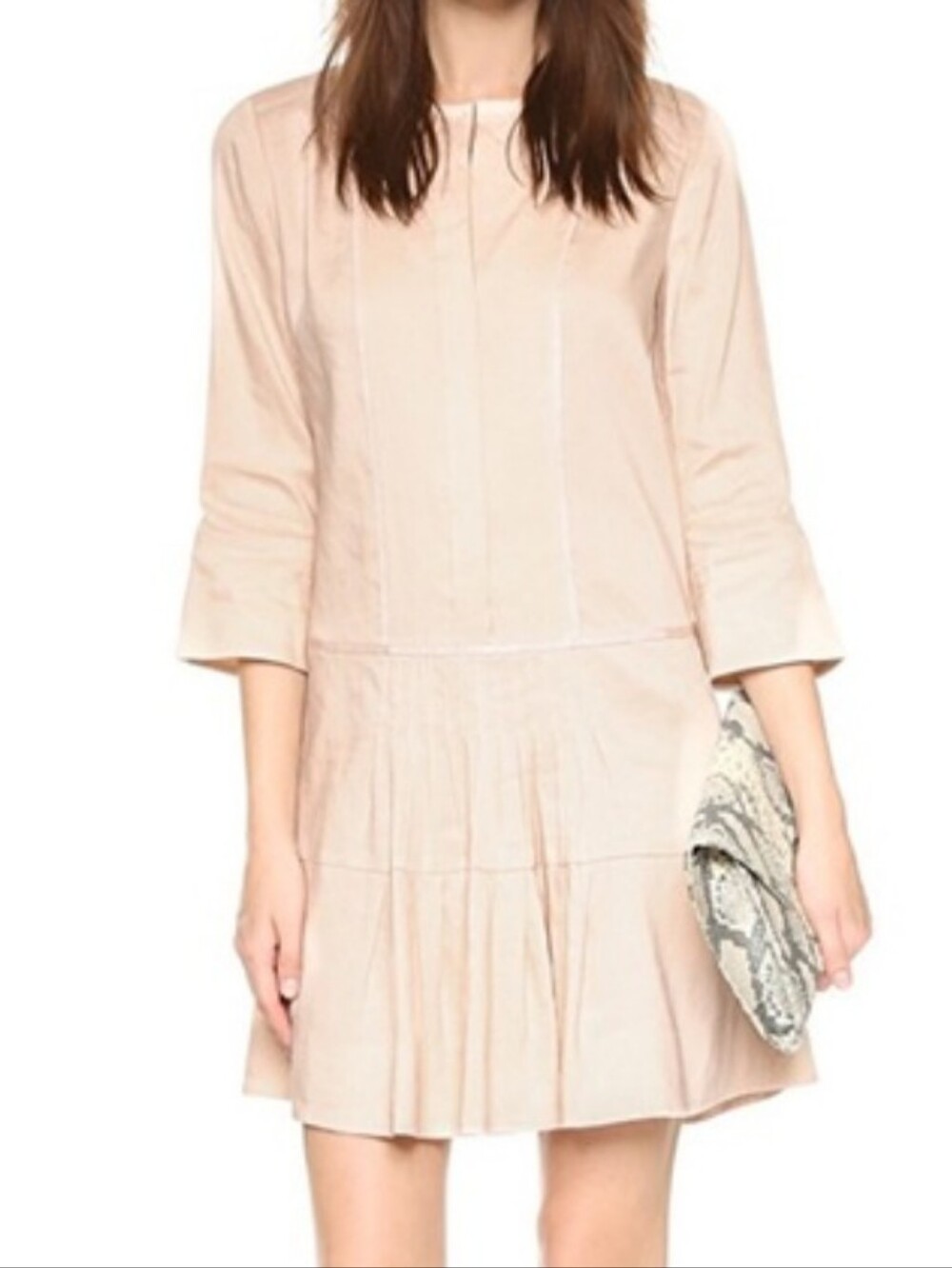 Vince Linen Blend Blush Pink Drop-Waist Mini Dress